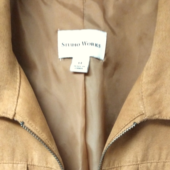 Studio Works Zip-up Polyester Jacket Size 14 Tan - Picture 7 of 8